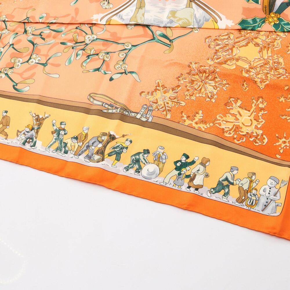 HERMES Orange Silk Scarf - Picture 6 of 9